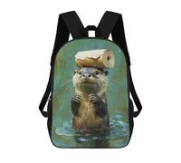sinyumoney Otter Balancing Log on Head School Backpack Business Laptop Rucksack Bag Unisex Casual Daypack for Men, Women & Teenage Boys 17inch