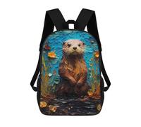 sinyumoney Otter Colorful Rucksacks 3D Printed Children 17inch Backpacks Fashion Casual Daypack Travel Bags Outdoor Casual Daypack for Boy And Girl