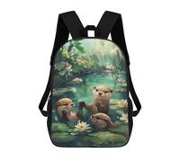 sinyumoney Otter Familys River Joy School Backpack 3D Printed Children's 17inch Backpacks Bag Bookbag for Kids Boy Girl Book Bags Kids School Bag Travel Rucksacks