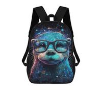 sinyumoney Otter Glasses Fantasy Art Print 17 Inch Backpacks Kids Schoolbag,3D Printed Elementary And Middle School Students Backpacks for Boys Girls