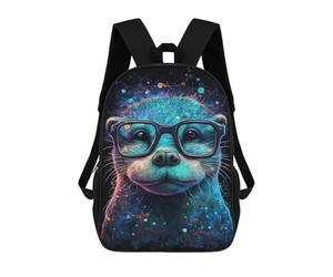 sinyumoney Otter Glasses Fantasy Art Print 17 Inch Backpacks Kids Schoolbag,3D Printed Elementary And Middle School Students Backpacks for Boys Girls