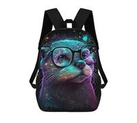 sinyumoney Otter Glasses Fantasy Artwork -1 Children's Backpack, 17 Inch 3D Printed School Backpack, Backpack Cartoon Adjustable School Bag for Primary School