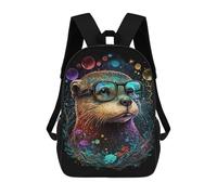 sinyumoney Otter Glasses Fantasy Artwork Children's 17 Inch School Backpack 3D Printed Casual Daypacks for Kids Travel Rucksacks Book Bags Kids School Bag