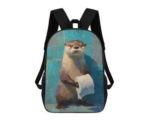 sinyumoney Otter Holding Toilet Paper-2 School Backpack Water Resistant Travel Backpack Computer Bag for Men, Women & Teenage Boys 17inch