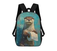 sinyumoney Otter Holding Toilet Paper Roll 17inch School Bag 3D Printed Children's School Backpack Casual Fashion Travel Backpacks for Kids School Students