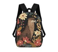 sinyumoney Otter in Floral Paradise Backpack School Rucksack Casual Daypacks School Work Travel Bag for Men/Women 17inch