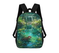 sinyumoney Otter in Japanese Garden Pond School Backpack School Bags For Girls Boys Backpack With Pocket Fashion School Bag Kids Backpack 17inch