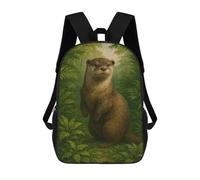 sinyumoney Otter in Lush Greenery Painting Backpack School High Secondary School Bags Casual Backpack for Camping Outdoor Adventures And Daily Travel 17inch
