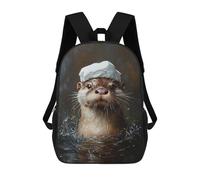 sinyumoney Otter in Sailor Hat Painting-1 Backpacks 3D Printed School Bag Casual Kids Fashion School Bag for Boys Middle School Students School 17inch
