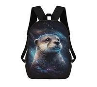 sinyumoney Otter in Space -1 3D Printed Children's 17 Inch Backpacks 3D Printed Casual School Bag for Boys Elementary And Middle