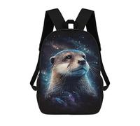 sinyumoney Otter in Space Backpack Schoolbags for Boys Girls Casual Sport Daypack Elementary Primary Large Capacity Bookbags 17inch