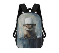 sinyumoney Otter in Top Hat Painting-3 School Backpack Secondary Causal Travel High School Bags for Camping Outdoor Adventures And Daily Travel 17inch