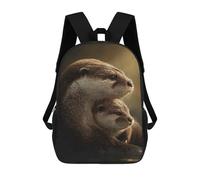 sinyumoney Otter Mother And Pup Portrait School Backpack Lightweight Airport College Students Back Pack for Boys/Girls/Teenagers 17inch