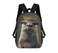 sinyumoney Otter Pastel Crown Rucksacks 3D Printed Children Backpacks Fashion Casual Daypack Cute Travel Bags Outdoor Casual Daypack for Boy And Girl 17inch