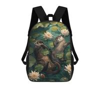 sinyumoney Otter Relaxing in Lily Pads Backpack School Secondary Causal Travel High School Bags for Boys/Girls/Teenagers 17inch