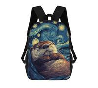 sinyumoney Otter Starry Night School Bags Rucksack Casual Daypacks School Work Travel Bag for Men, Women & Teenage Boys 17inch