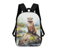 sinyumoney Otter Watercolor Art School Backpack 3D Printed School Bags Boys Girls Laptop Backpack for Kids/Students/Adults 17inch