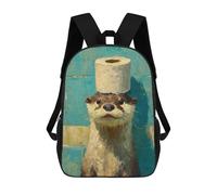 sinyumoney Otter with Toilet Paper Hat Painting School Bag Bookbag 3D Printed Children's Backpacks for Kids Boy Girl Book Bags Kids School Bag Travel Rucksacks 17inch