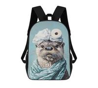 sinyumoney Otter with Toilet Paper Hat Rucksacks 3D Printed Children 17inch Backpacks Fashion Casual Daypack Travel Bags Outdoor Casual Daypack for Boy And Girl