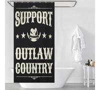 sinyumoney Outlaw Country Music Anti-Mould Proof Resistant Thicken Durable Polyester Bathroom Curtains Modern Art for Bathroom with Hooks 35.43x70.87Inch（90x180cm）
