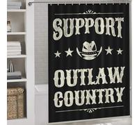 sinyumoney Outlaw Country Music Fabric Polyester Modern Fabric Bathroom Decor Set for Kids Women Men 64.17x70.87Inch（163x180cm）