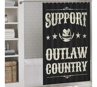 sinyumoney Outlaw Country Music Quick Drying Proof Resistant Shower Curtains Set with 12 Hooks for Stalls Bathtubs 53.54x70.87Inch（136x180cm）
