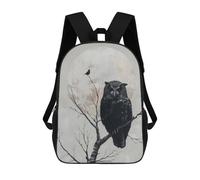 sinyumoney Owl And Bird on Branch School Bag Bookbag 3D Printed Children's Backpacks for Kids Boy Girl Book Bags Kids School Bag Travel Rucksacks 17inch