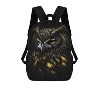 sinyumoney Owl Black Gold Rucksack Water Resistant Travel Backpack Computer Bag for School/Work/Travel 17inch