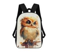 sinyumoney Owl Cute Watercolor Backpack Kids School Backpack School Bag 3D Printed Fashion School Bag for Boys Elementary And Middle School Student 17inch