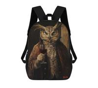 sinyumoney Owl Gentleman with Wine School Backpack Travel College Rucksack Backpacks for Campus Outdoor Travel Sports 17inch
