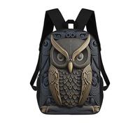 sinyumoney Owl Gold Relief Deco School Bags Lightweight Airport College Students Back Pack for Camping Outdoor Adventures And Daily Travel 17inch