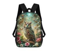 sinyumoney Owl in Enchanted Forest with Butterflies Backpacks 3D Printed Kids School Backpack Outdoor Casual Daypack Fashion Casual Children Backpacks Cute Travel Bags 17inch