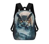 sinyumoney Owl in Forest Under Moonlight Kids Backpack 17 Inch School Bag 3D Printed Cartoon School Backpacks for Boys And Teenager School Students