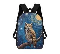 sinyumoney Owl in Starry Night Painting 3D Printed Kids School Bag Rucksacks Children's School Fashion Casual Back Pack High Capacity Travel Book Bags Backpack for Kids 17inch