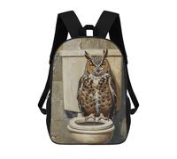 sinyumoney Owl on Toilet Bowl 3D Printed Children's School Backpack for Kids Travel Rucksacks Book Bags Kids School Bag 17inch