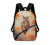 sinyumoney Owl Perched on Branch in Autumn 3D Printed 17 Inch School Backpack Casual Children's Backpacks 3D Printed for Boys Elementary And Middle