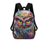 sinyumoney Owl Portrait -1 3D Printed Children's School Backpack for Kids Travel Rucksacks Book Bags Kids School Bag 17inch