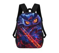 sinyumoney Owl Samurai Warrior Kids School Backpack 3D Printed Backpacks Fashion School Bag Rucksacks for Boys Elementary And Middle School Students 17inch
