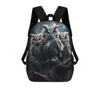 sinyumoney Owl Triplets School Bag 3D Printed 17inch Backpacks Fashion Kids School Backpack Rucksacks for Boys Elementary And Middle School Students