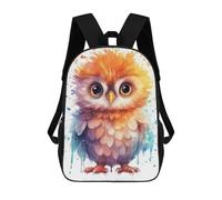sinyumoney Owl Watercolor Backpacks Kids School Backpack School Bag 3D Printed School Bag for Boys Elementary And Middle School Students 17inch