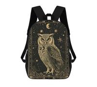 sinyumoney Owl Wisdom 3D Printed Kids School Bag Rucksacks Children's School Fashion Casual Back Pack High Capacity Travel Book Bags Backpack for Kids 17inch