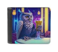 sinyumoney Owl with Crown Drinking Beer 3D Print Wallet Safe Protection Card RFID Blocking Banknote Compartments Fashion Slim Leather Wallet 11.7cm*9.5cm