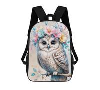 sinyumoney Owl with Flower Crown Watercolor Backpack School Bag Lightweight Airport College Students Back Pack for Men/Women 17inch