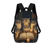 sinyumoney Owls Reading by Candlelight Kids School Backpack School Bag 3D Printed School Bag for Boys Elementary And Middle School Students 17inch