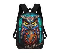 sinyumoney Owls Vision Stained Glass Backpacks Kids Student Schoolbag 3D Printed Backpacks Elementary And Middle School Students Backpacks for Boys Girls 17inch