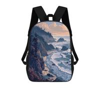 sinyumoney Pacific Cliffs Pixel Art Backpacks Kids School Backpack School Bag 3D Printed School Bag for Boys Elementary And Middle School Students 17inch