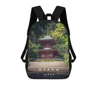 sinyumoney Pagoda Japan Kids School Backpack School Bag 3D Printed School Bag for Boys Elementary And Middle School Students 17inch