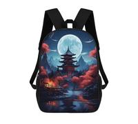 sinyumoney Pagoda with Moon Light Rucksack High Secondary School Bags Casual Backpack for Girls Boys Teenage 17inch