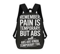 sinyumoney Pain Is Temporary, Abs Are Too School Bags Large Water Resistant Laptop Backpack for Boys/Girls/Teenagers 17inch