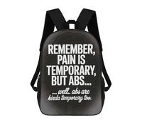 sinyumoney Pain Is Temporary, But Abs... Backpack School Water Resistant Computer Rucksack for Boys/Girls/Teenagers 17inch